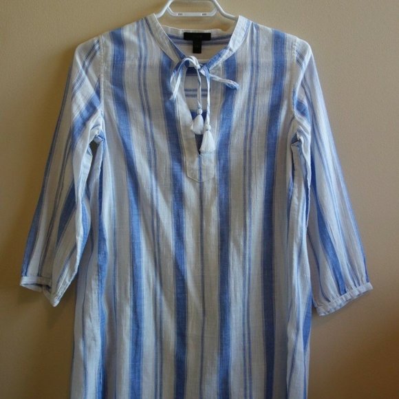 Striped Cotton Beach Tassel Tunic F1944 XXS XS 0 - Picture 5 of 10